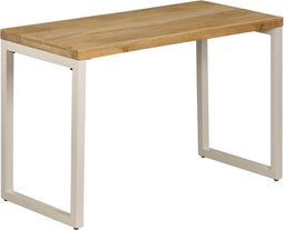 vidaXL - Eettafel - 115x55x76 - cm - massief - mangohout - en - staal
