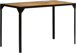 vidaXL - Eettafel - 120 - cm - massief - ruw - mangohout - en - staal