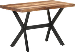 vidaXL - Eettafel - 120x60x75 - cm - massief - hout - met - honingkleurige - afwerking