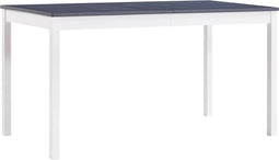 vidaXL - Eettafel - 140x70x73 - cm - grenenhout - wit - en - grijs