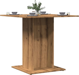 vidaXL - Eettafel - 80x80x75 - cm - bewerkt - hout - artisanaal - eikenkleurig