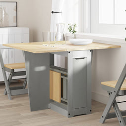 vidaXL - Eettafel - Corona - inklapbaar - massief - grenenhout - grijs