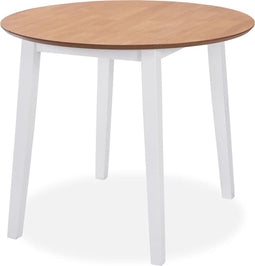vidaXL - Eettafel - inklapbaar - rond - MDF - wit