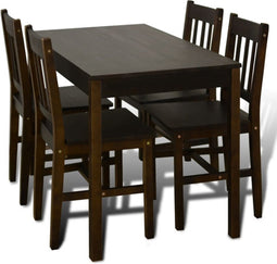 vidaXL - Eettafel - met - 4 - stoelen - hout - bruin