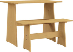 vidaXL - Eettafel - met - bankje - REINE - massief - grenenhout - honingbruin