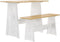 vidaXL - Eettafel - met - bankje - REINE - massief - grenenhout - honingbruin - en - wit