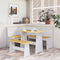 vidaXL - Eettafel - met - bankje - REINE - massief - grenenhout - honingbruin - en - wit