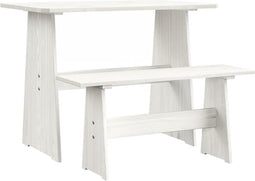 vidaXL - Eettafel - met - bankje - REINE - massief - grenenhout - wit