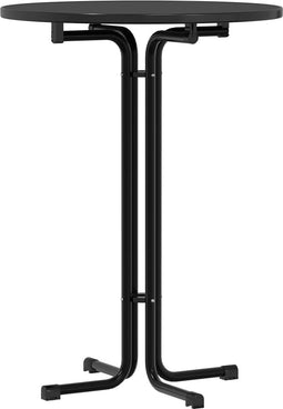 vidaXL - Eettafel - Ø - 80x110 - cm - bewerkt - hout - en - staal - zwart