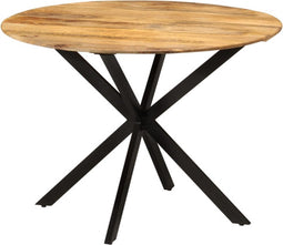 vidaXL - Eettafel - Ø110x78 - cm - massief - mangohout - en - staal