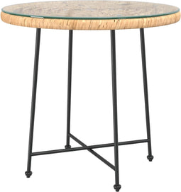 vidaXL - Eettafel - Ø80 - cm gehard - glas - en - staal