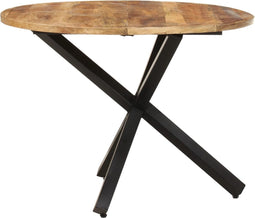 vidaXL - Eettafel - rond - 100x100x75 - cm - ruw - mangohout