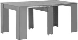 vidaXL - Eettafel - verlengbaar - 175x90x75 - cm - hoogglans - grijs