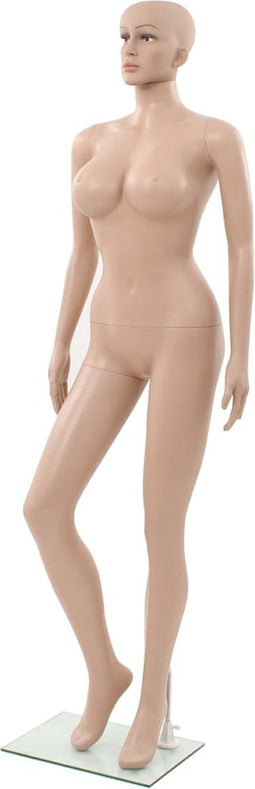 vidaXL - Etalagepop - sexy - vrouw - met - glazen - voet - 180 - cm - beige