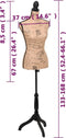 vidaXL - Etalagepop - torso - vrouw - jute - bruinzwart
