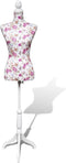 vidaXL - Etalagepop - torso - vrouw - katoen - wit - met - rozenprint