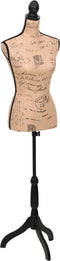 vidaXL - Etalagepop - torso - vrouw - katoen - wit - met - rozenprint