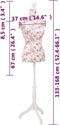vidaXL - Etalagepop - torso - vrouw - katoen - wit - met - rozenprint