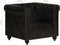 vidaXL Fauteuil Chesterfield-stijl echt leer zwart
