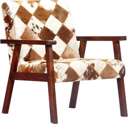 vidaXL Fauteuil echt geitenleer wit en bruin