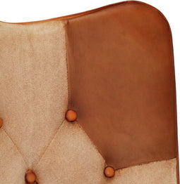 vidaXL Fauteuil echt leer bruin en crèmekleurig