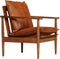 vidaXL Fauteuil echt leer met acaciahout bruin