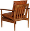 vidaXL Fauteuil echt leer met acaciahout bruin