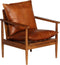 vidaXL Fauteuil echt leer met acaciahout bruin