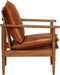 vidaXL Fauteuil echt leer met acaciahout bruin