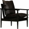 vidaXL Fauteuil echt leer met acaciahout zwart