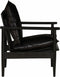 vidaXL Fauteuil echt leer met acaciahout zwart