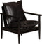 vidaXL Fauteuil echt leer met acaciahout zwart