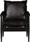vidaXL Fauteuil echt leer met acaciahout zwart