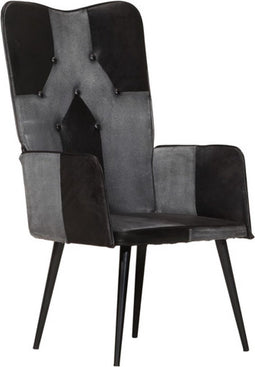vidaXL Fauteuil echt leer zwart en grijs