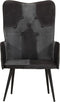 vidaXL Fauteuil echt leer zwart en grijs