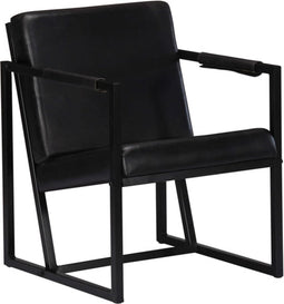 vidaXL Fauteuil echt leer zwart