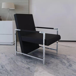 vidaXL Fauteuil met chromen poten kunstleer zwart