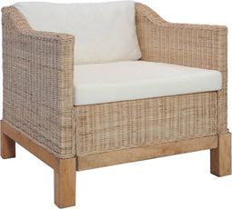 vidaXL Fauteuil met kussens natuurlijk rattan