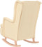 vidaXL Fauteuil met massief rubberwood schommelpoten stof crèmekleurig