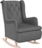 vidaXL Fauteuil met massief rubberwood schommelpoten stof lichtgrijs
