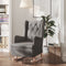 vidaXL Fauteuil met massief rubberwood schommelpoten stof lichtgrijs