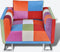 vidaXL Fauteuil met patchwork ontwerp en verchroomde poten kubus stof