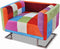 vidaXL Fauteuil met patchwork ontwerp en verchroomde poten kubus stof