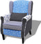 vidaXL Fauteuil met patchwork stof blauw/grijs