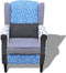 vidaXL Fauteuil met patchwork stof blauw/grijs