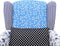vidaXL Fauteuil met patchwork stof blauw/grijs