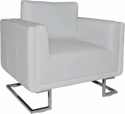 vidaXL Fauteuil met verchroomde poten kubus kunstleer wit