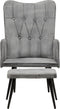 vidaXL Fauteuil met voetenbank vintage stijl canvas grijs