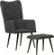 vidaXL Fauteuil met voetenbank vintage stijl canvas zwart