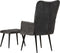 vidaXL Fauteuil met voetenbank vintage stijl canvas zwart